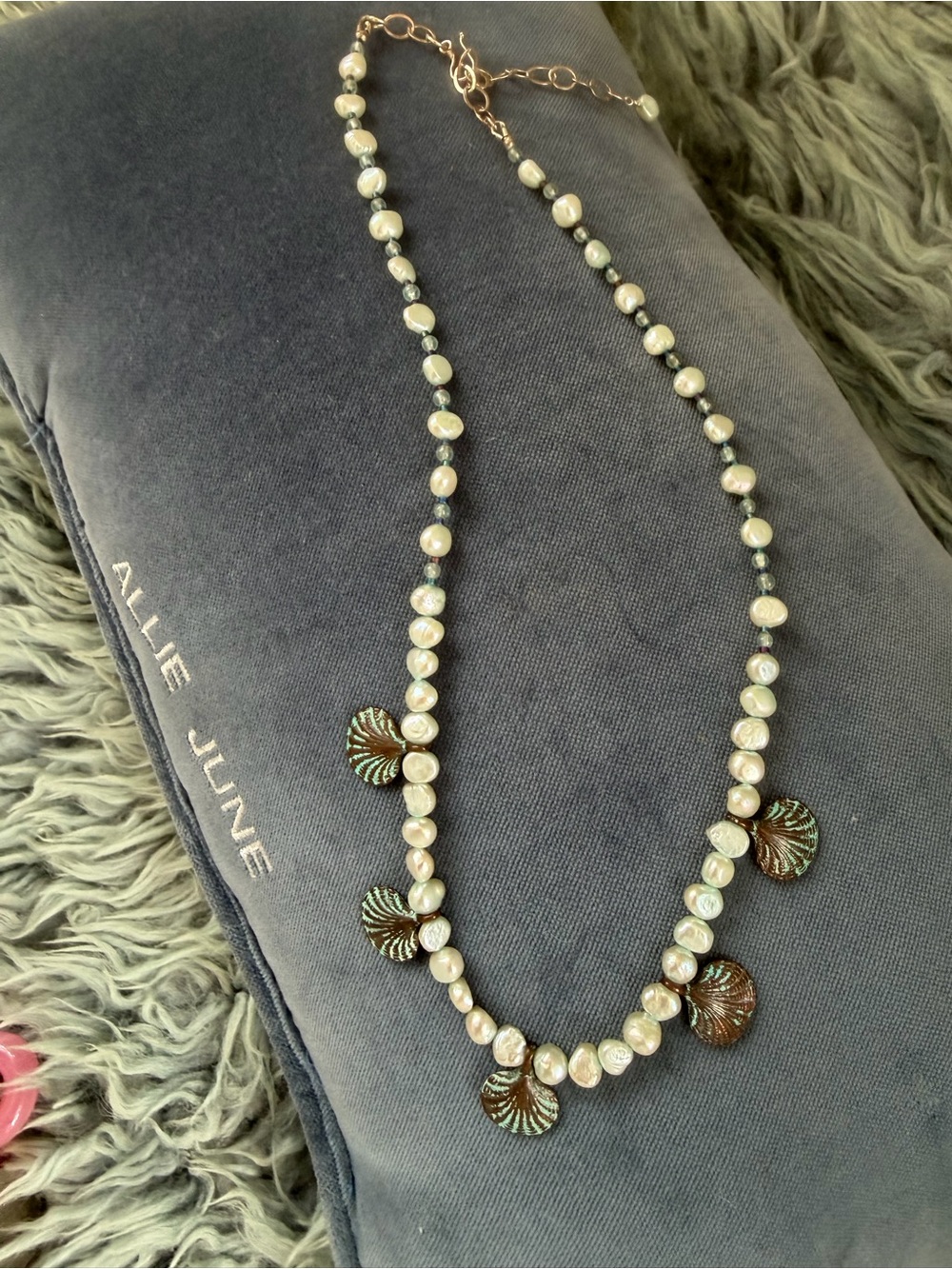 Turquoise Shell & Pearl Beaded Necklace
